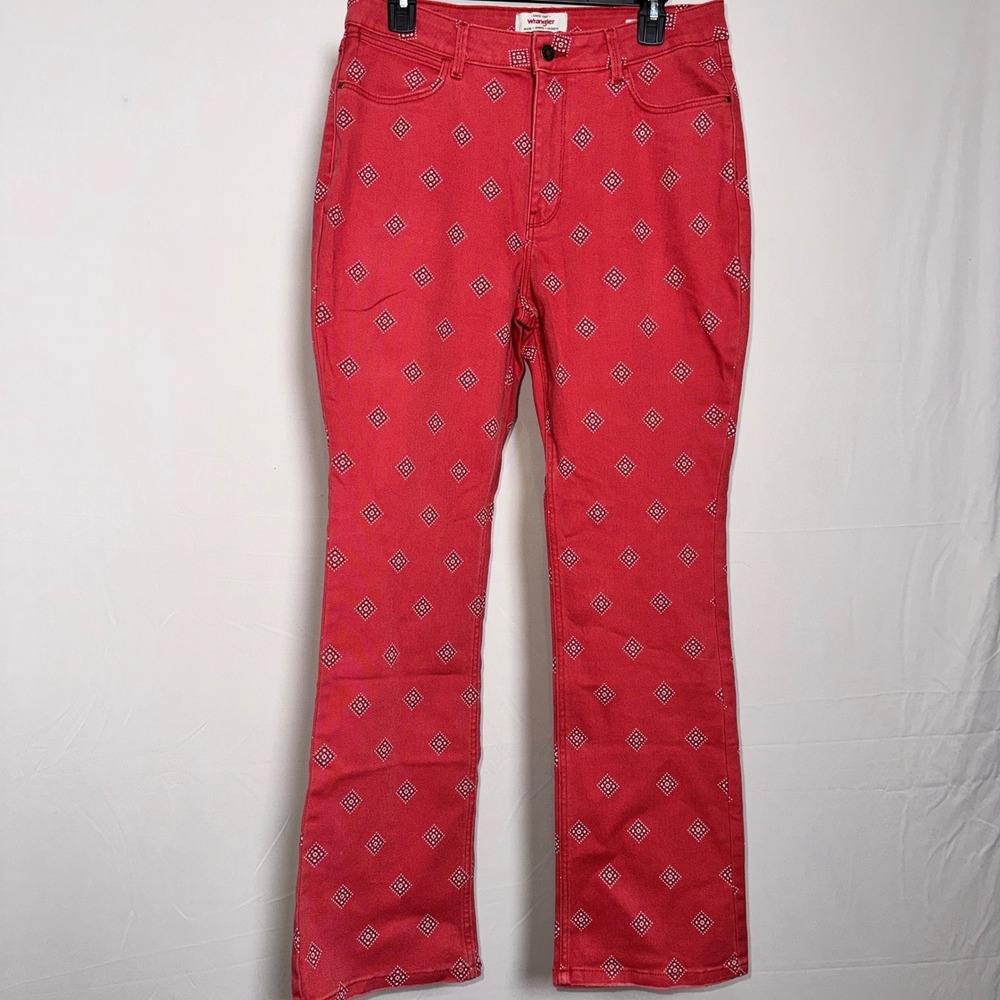 Red Patterned Women's Jeans Pants